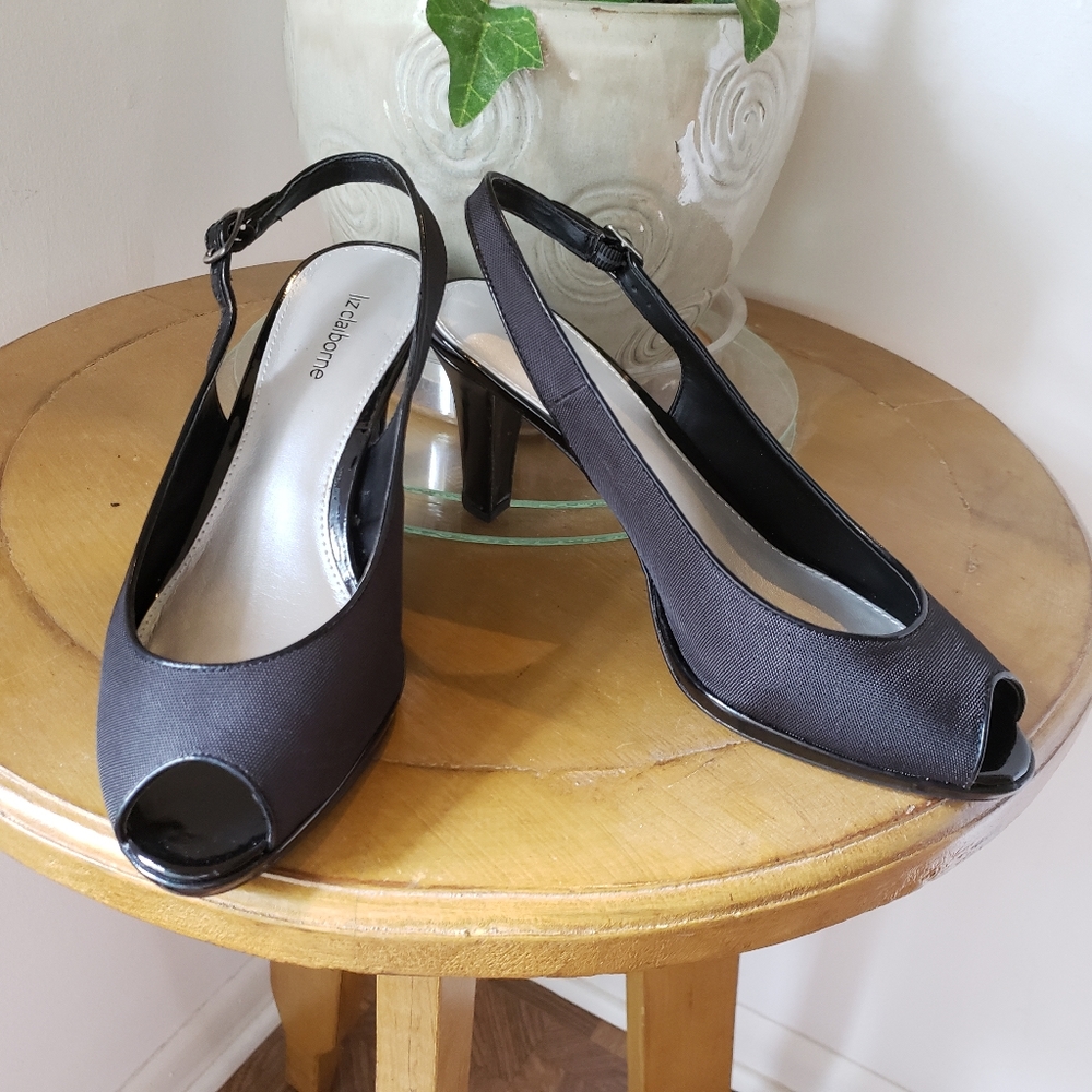 Liz Claiborne, peep-toe slingback pumps, Size 9